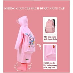 Áo Mưa Có Ngăn Đeo Cặp Hoạ Tiết Hoạt Hình Dễ Thương Dành Cho Bé Đi Học Mùa Mưa 4