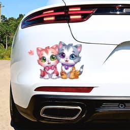 Decal Dán Xe Hơi  Hình Cặp Đôi Mèo Chibi Dễ Thương Chống Thấm Nước 2