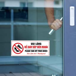 [Hỏa Tốc] Bảng Decal "Vui Lòng Để Giày Dép Bên Ngoài - Please Take Off Your Shoes" Chống Thấm Nước, Bền Đẹp 6
