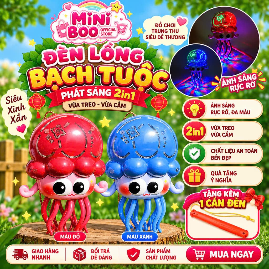 Bạch Tuộc Nhảy Múa Vui Nhộn LED Sáng Lung Linh, Xoay Nhảy Theo Nhạc, Thú Vị Cho Bé Yêu MINI BOO