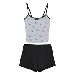 Sét bộ ngủ 2 dây tôn dáng gồm: Quần ĐÙI legging tăm + mix áo 2 Dây Đệm mút in FULL MÈO 1