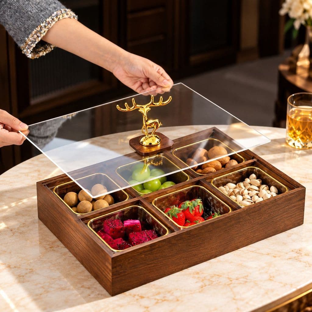 Khay Gỗ Đựng Mứt Tết, Bánh Kẹo , Trang Trí Bàn Trà, Quà Tặng Tết