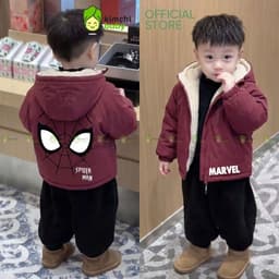 [12-37KG] Áo Khoác Lót Lông Cao Cấp Cho Bé Trai KIMCHIBABY Cản Gió Trượt Nước Giữ Ấm Cực Tốt Họa Tiết Siêu Nhân AK602 8