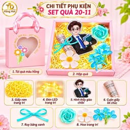 "Hộp quà 20-11 thân tặng thầy cô: hoa, thiệp, đèn nháy, ống mê ka cuốn tiền ý nghĩa." 7