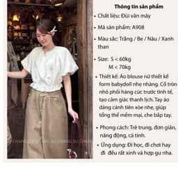 Áo Sơ Mi Cộc Tay Dáng Croptop Tay Bồng Chun Dưới M1212 Thời Trang Nữ  3