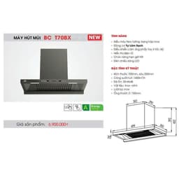 Máy hút mùi  BAUER BCT70BX | Tự động làm sạch | Thiết kế sang trọng | Bảo hành 2 năm 2