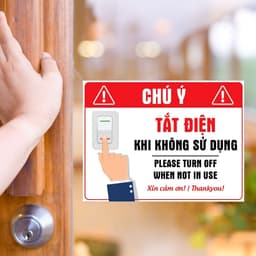 [Hỏa Tốc] Bảng Decal "Chú Ý Tắt Điện Khi Không Sử Dụng - Please Turn Off When Not In Use" Chống Thấm Nước, Bền Đẹp 2
