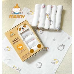 Khăn Sữa Sợi Tre Cho Bé Manny Hộp 5 Chiếc Mềm Mịn 2 Lớp 30x30cm - Timikid 6