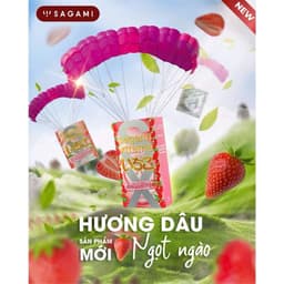 Bao cao su siêu mỏng Sagami Strawberry hương dâu bcs kéo dài thời gian Hộp 10c OiO 3