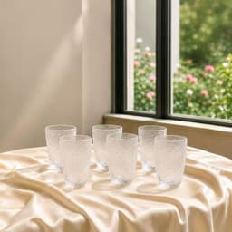 Bộ 6 cốc thủy tinh Vân Lưới Dập Nổi Màu Trắng Sang Trọng Dung Tích 340ml- Tặng Kèm Hộp 7