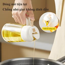 Bình Đựng Dầu Ăn 2in1 Thủy Tinh Cao Cấp - Vừa Rót Vừa Xịt Phun Sương, Đựng Dầu/Mắm/Gia Vị, An Toàn Thực Phẩm 2