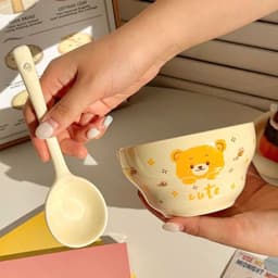 Set 4 Bát Kèm 4 Thìa Hoạ Tiết Gấu Xinh Xỉu kho 6366 9