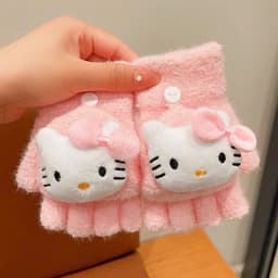 Găng tay lật cực ấm áp Năm ngón tay hoạt hình kuromi Phong cách mới Trẻ em Mùa đông Bé gái 7