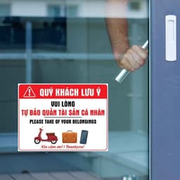 Decal Tự Bảo Quản Tài Sản Cá Nhân, Biển Nhắc Nhở Bảo Quản Tài Sản, Decal Cao Cấp  Dán Tường, Kính, Chống Nước Chống Nắng 3