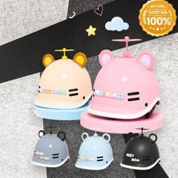 [ĐẠT CHUẨN AN TOÀN] Nón Bảo Hiểm Cá Heo Nửa Đầu Nam Nữ Dễ Thương Hot Trend Kèm Tai Gấu Và Charm Chữ 3