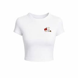 Size free 28-45KG Áo thun nữ CROPTOP co giãn họa tiết - hình NƠ DÚM   -.qunaaounisex94 3