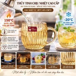 Bộ 6 Ly Thủy Tinh Có Quai Prim Glassware PG-332 355ml Tiện Lợi Cho Gia Đình Và Quán Cà Phê 5
