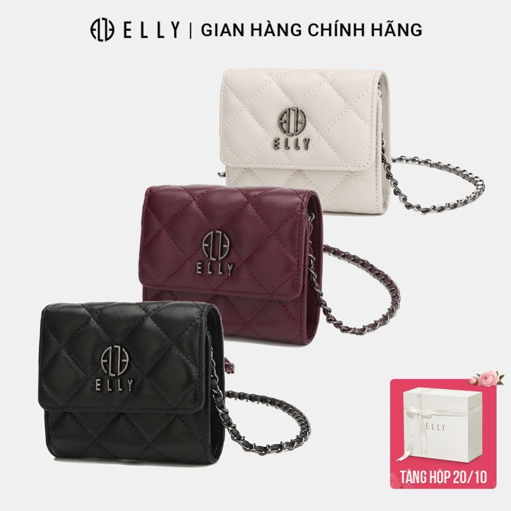 [Tặng hộp 20.10] Ví nữ cao cấp da thật ELLY EV95 ví cầm tay đựng thẻ tiền chính hãng