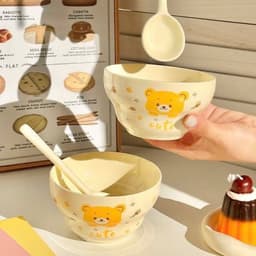 Set 4 Bát Kèm 4 Thìa Hoạ Tiết Gấu Xinh Xỉu kho 6366 4