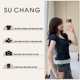 Áo Babydoll Phối Viền Tơ Bèo Cổ Nơ A927 Su Chang Thời Trang Nữ 9