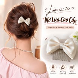 Lược Xước Cài Tóc Mái Đính Nơ Ruy Băng Nhỏ Xinh Xắn 8