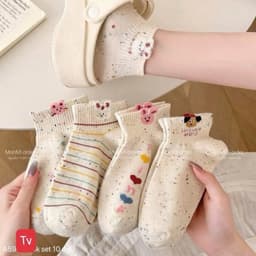 ￼Combo 10 Đôi Tất Thỏ Bông Chấm Bi Cổ Ngắn Hình Dễ Thương 3