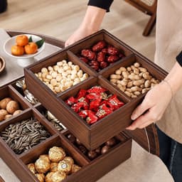 Khay đựng bánh kẹo hoa quả khô cao cấp sang trọng nhẹ bằng gỗ Melamile mẫu mới 2027 6