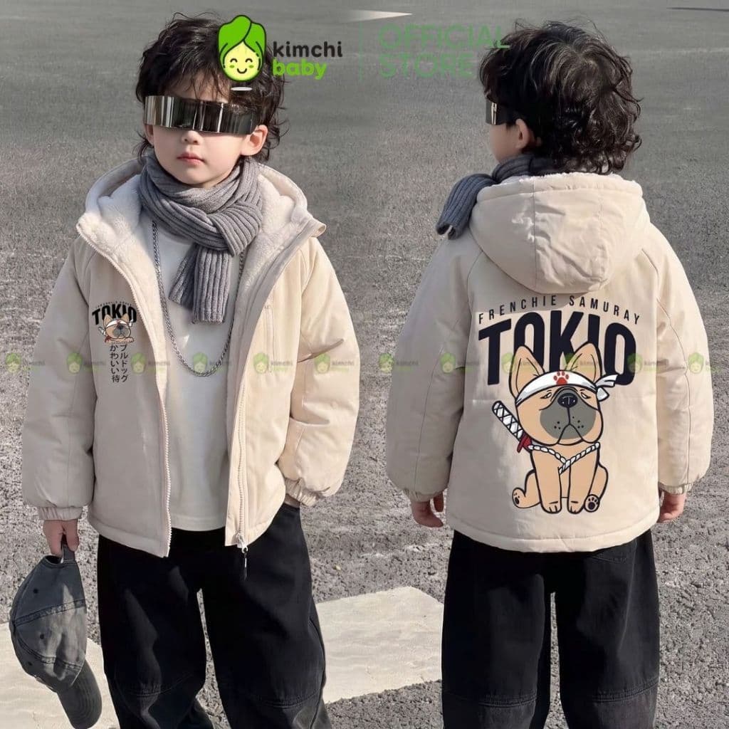 [12-37KG] Áo Khoác Lót Lông Cao Cấp Cho Bé Trai KIMCHIBABY Cản Gió Trượt Nước Giữ Ấm Cực Tốt Họa Tiết Siêu Nhân AK602