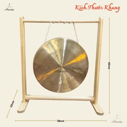 [Amrita] [Hàng Sẵn] Golden Chau Gong 40cm kèm đế gỗ và chày bông - CXNP531 3