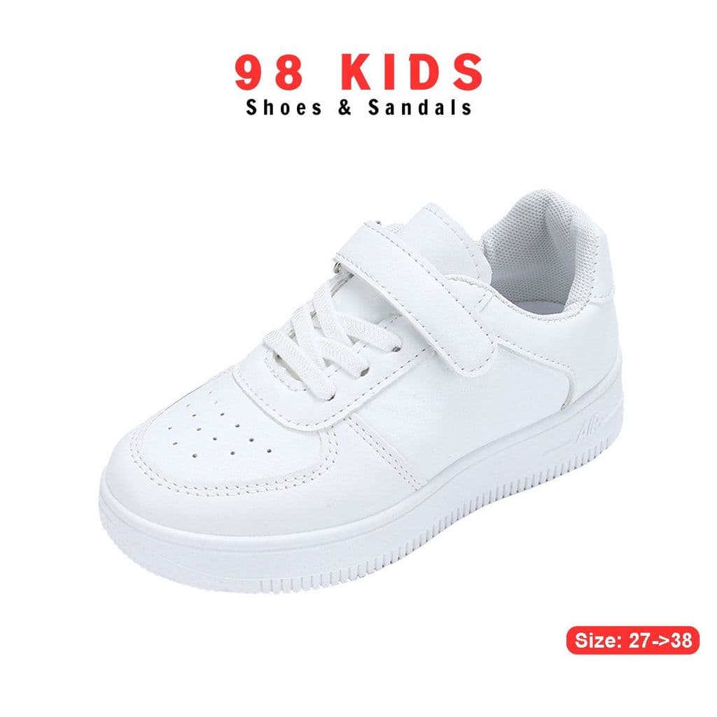 Giày trắng thể thao trẻ em giày bé trai bé gái sneaker quai dán [G-0011]
