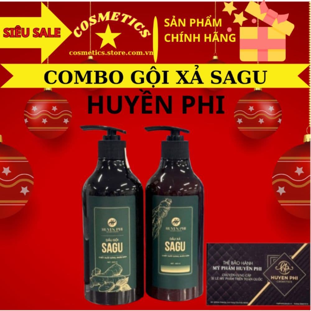 Combo Dầu Gội Xả Gừng Sâm SAGU Huyền Phi Ngăn Rụng Tóc, Kích Thích Mọc Tóc
