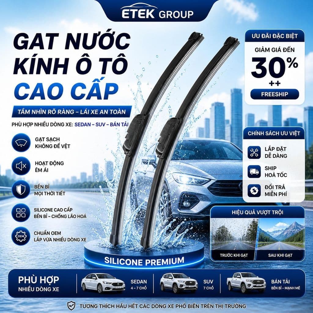 Gạt Mưa Ô Tô - COMBO 2 GẠT Theo Xe Tất Cả Các Hãng Thiết Kế Xương Mềm Cao Cấp UP PARTS – Cần Gạt Mưa Xe Hơi Chuẩn Zin