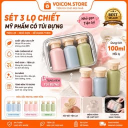 Sét 3 Lọ CHIẾT Mĩ Phẩm 100ml Tặng Túi Đựng Miệng Rộng Tiện Lợi Đi Du Lịch Công Tác Màu Pastel Xinh Xắn VOICON-[TTA11] 1