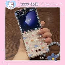 [CÓ SẴN] Ốp ZFLIP 8 - Z FLIP 7 - Z FLIP6 - FLIP5 5G vân sóng hoạ tiết hoa floral đa sắc dễ thương kèm dây đeo xinh xắn 1
