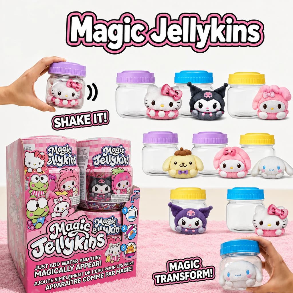 Hộp Ma Thuật Bình Lắc Magic Jellykins Hộp mù Tiết lộ bất ngờ Nhân vật Sanrio Mario Series Nhồi bông cho trẻ em Quà tặng