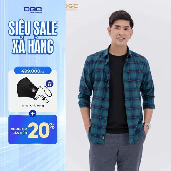 Áo sơ mi dài tay nam DGC Dáng suông Regular, Phong Cách Trẻ Trung Năng Động - SASDBC41M