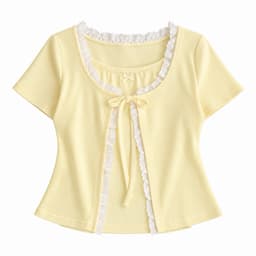 Set áo kiểu nữ gồm áo 2 dây đính nơ và áo khoác tay ngắn viền phối ren chất thun rip lụa mềm mịn, 43 65 9
