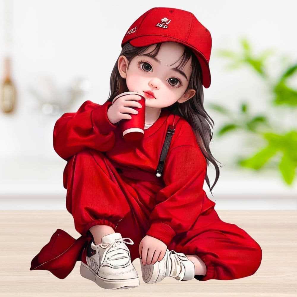 [Hỏa Tốc] Decal Dán Xe Hơi Hình Bé Gái  Áo Đỏ Dễ Thương Chống Thấm Nước - Tem Dán Trang Trí Sành Điệu, Nổi Bật