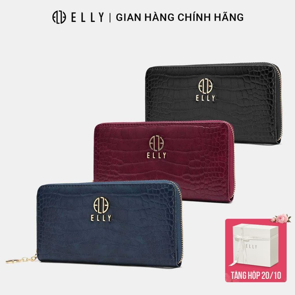 [Tặng hộp 20.10] Ví da nữ ELLY EVH111 ví cầm tay da tổng hợp cao cấp nhiều ngăn thời trang thanh lịch