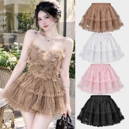 Chân váy lưới xoè phồng công chúa hoạ tiết trơn xinh basic dễ mặc phối đồ dạo phố  VL355 7 8 7 9 4 4 3 1