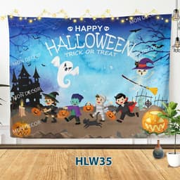 Có 2mx3m Phông Nền Halloween - Tranh vải trang trí Halloween Phông nền In Bạt chụp ảnh Phông checkin Halloween 2