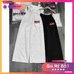 ( free size 39-50kg ) Quần dáng dài da cá ống rộng unisex cạp chun lưng cao -in cờ mỹ a-chaggggg 1