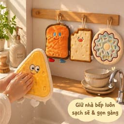 Khăn lau tay treo tường hút nước nhanh khăn vải bếp nhà tắm dễ thương. nhatle.store2 6