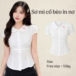 Áo sơ mi kiểu cổ bèo dáng ôm có dây cột eo tăng chỉnh tôn dáng in nơ hồng ở cổ SS036INNO - Fashion 73 1