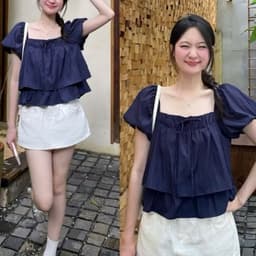 Áo babydoll nữ kiểu mới may hai lớp tay bồng phồng xoè phong cách hàn quốc BD63 9