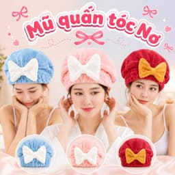 Mũ ủ tóc chùm đầu nhanh khô - Vải mềm mại, Khăn quấn ủ tóc thấm hút nước Khăn lau tóc gội đầu 1