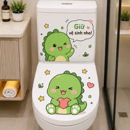 "Decal Dán Bồn Cầu Chống Thấm Nước Hình Thú Cưng Dễ Thương - Trang Trí Nhà Tắm Vui Nhộn" 8