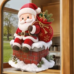Nhãn dán chủ đề Giáng sinh Ông già Noel, Thích hợp cho gia đình, cửa hàng, tiệc Giáng sinh Cafe 4