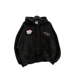Tổng hợp Áo khoác hoodie nữ chất liệu nỉ form rộng MÀU ĐEN có khoá kéo -thoitrangHSS 5