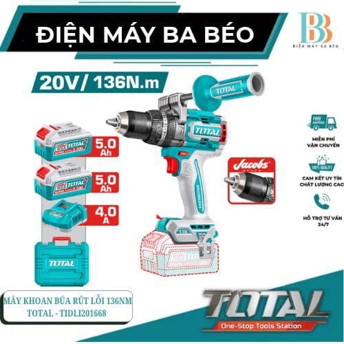 Máy khoan búa rút lõi dùng pin 20V Total TIDLI201368